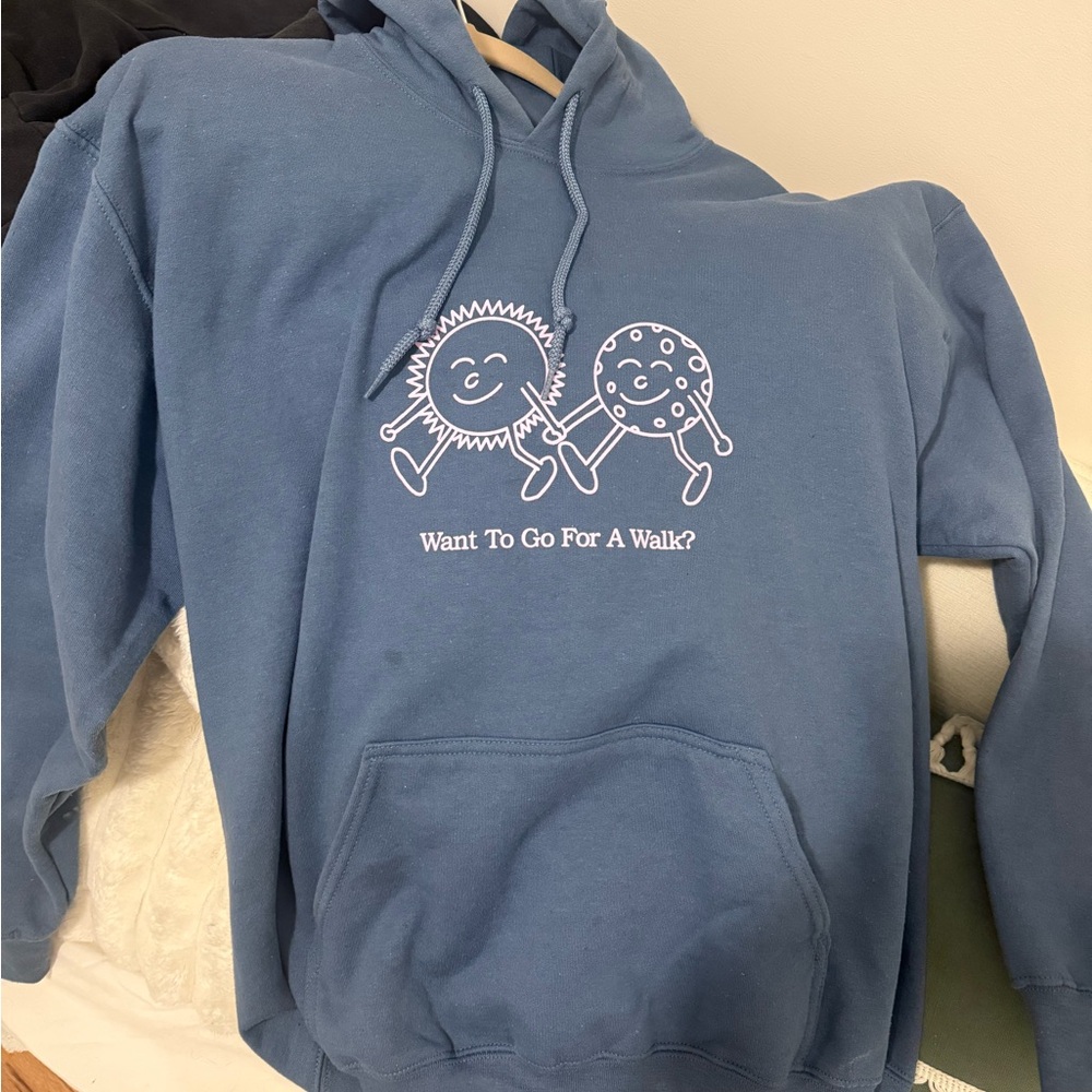 LONELY GHOST Blue Hoodie with Graphic Print